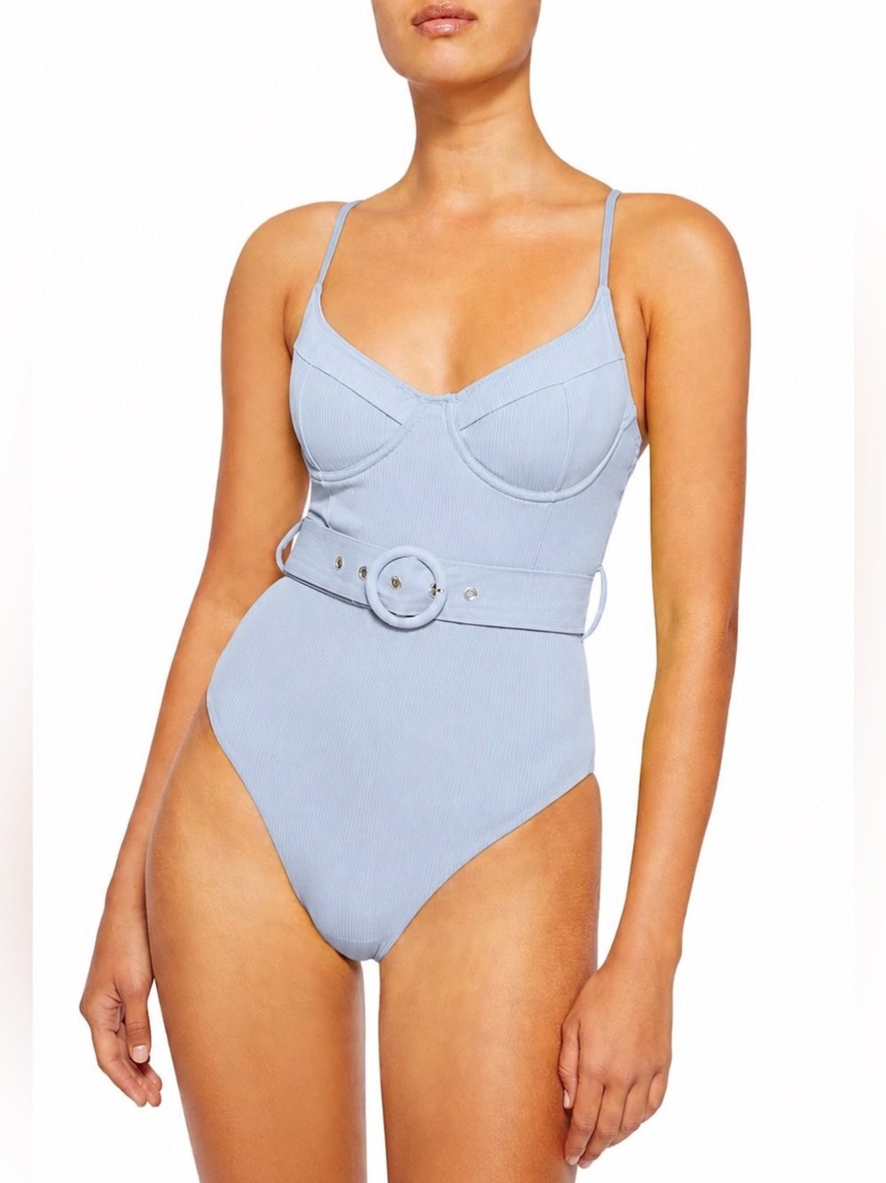 NWT Jonathan Simkhai Noa Belted Underwire One Piece Swimsuit Size M